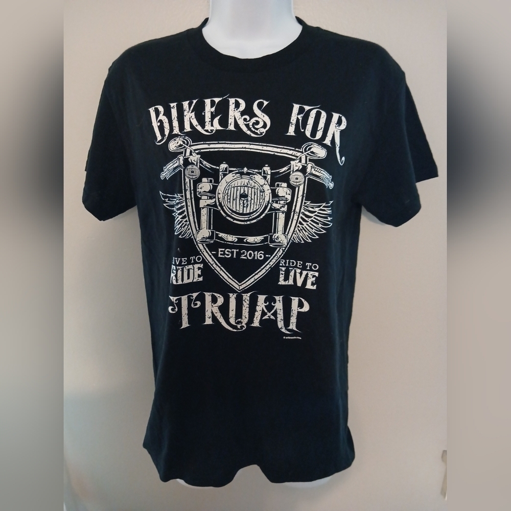 Bikers For Trump T-SHIRT President  Trump Live Ride Motor Political Tee, SIZE S